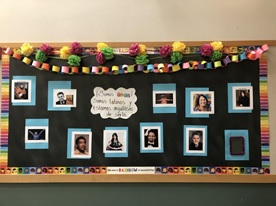Bulletin board celebrating Hispanic Heritage Month.